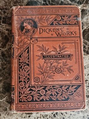 Dickens' Works Illustrated Hardcover - Brown Floral Cover